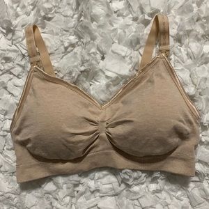 NWT Angelhood Non-Wired Drop Cup Maternity Nursing Bra Beige Size XL